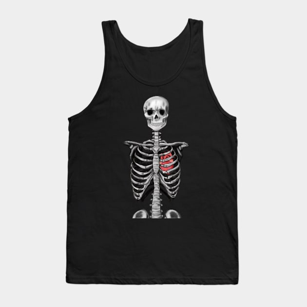 Skeleton with Heart - Costume Tee Tank Top by DesignsBySaxton